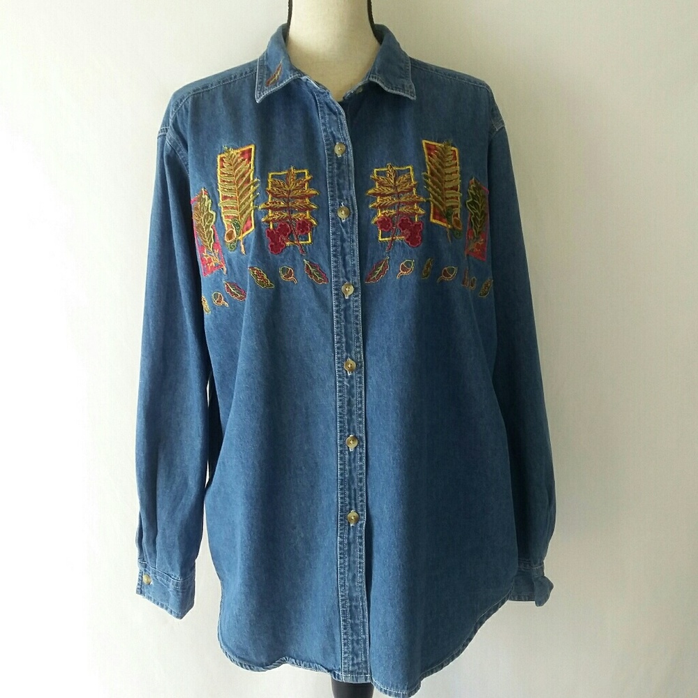 Cabin Creek  Embroidered Denim Crisp Comfortable